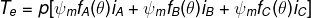 \fn_phv T_{e}=p[\psi _{m}f_{A}(\theta)i_{A}+\psi _{m}f_{B}(\theta)i_{B}+\psi _{m}f_{C}(\theta)i_{C}]